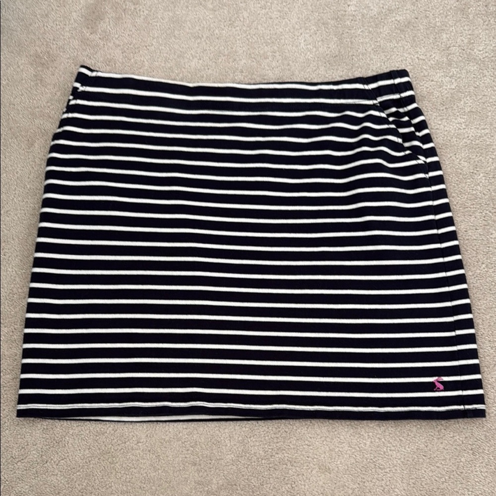Joules size 12 navy & white striped knit skirt